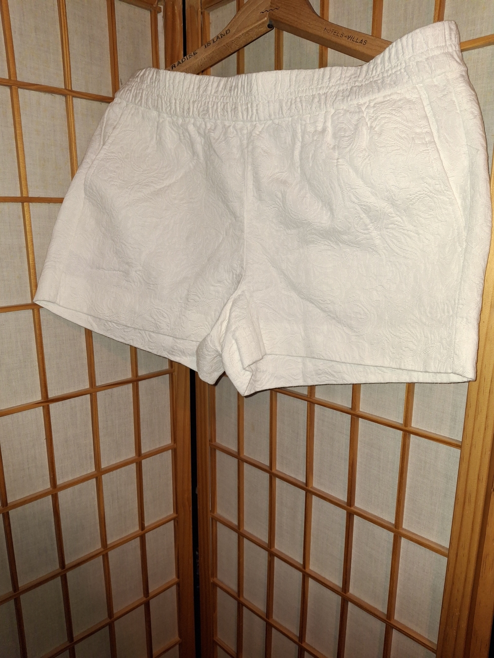 J. Crew White Textured Elastic Waist Shorts